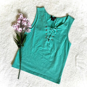 Wet Seal NWT Teal Lace Up Tank Top - Small
